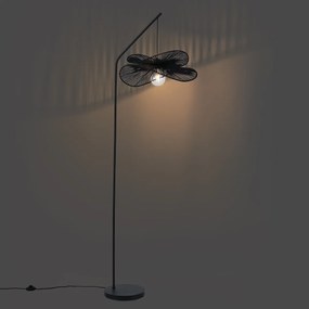 Lampa podłogowa Art Deco czarna z czarnym kloszem - Nest