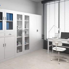 Przeszklona szafa medyczna Amelia 90x40x185 cm biała