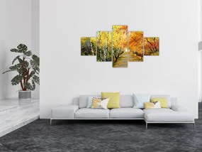 Obraz - Romantyczna aleja wzdłuż wody, obraz olejny (125x70 cm)