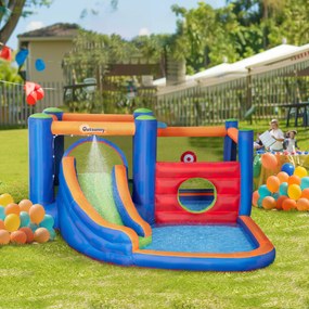 Outsunny Zamek Bawialnia Nadmuchiwany z Zjeżdżalnią Basenem i Strefą Skakania dla 3 Dzieci Wielofunkcyjny | Aosom PL