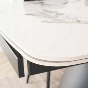 Stół Rozkładany Prostokątny VERONA 160-240 cm Ceramiczny Biały Marmur/Czarny Loft