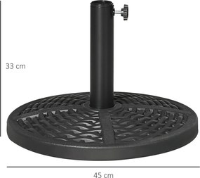 Outsunny Stojak na Parasol z Betonu, Stojak z Rurą Stalową, Okrągły Uchwyt, dla Balkonu, Tarasu, Ogrodu, Czarny