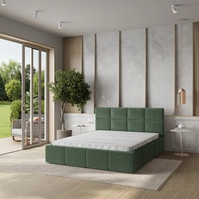 Masseno Łóżko Tapicerowane COMO z pojemnikiem na pościel 140x200 cm - Zielony, QUELLE 37