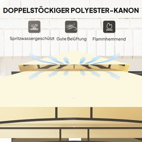 Outsunny Pawilon Grillowy z Oświetleniem LED 240 x 150 x 258 cm Odporny na Wodę i Ogień, Pergola z Podwójną Warstwą Dachu