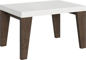 Stół rozkładany 90x130/234 cm Naxy Mix Blat jesionowy biały - Nogi orzechowe