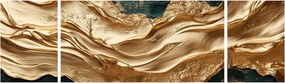 Obraz - Zielona abstrakcja ze złotem II. (170x50 cm)