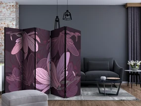 Parawan akustyczny Kwiaty 225x172 cm 5-częściowy fioletowy ARTGEIST B