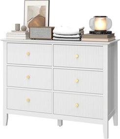 HOMCOM Komoda Sideboard z 6 szufladami Nowoczesna komoda do przechowywania do salonu sypialni przedpokoju 100 x 40 x 78 cm Biały | Aosom PL