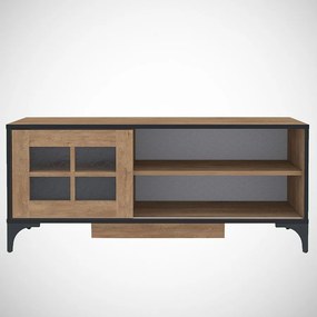 Szafka RTV z melaminy – 125 cm x 54 cm x 42 cm – Dąb – Płyta wiórowa