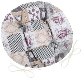 Bellatex Siedzisko DITA okrągłe pikowane Patchwork love, 40 cm