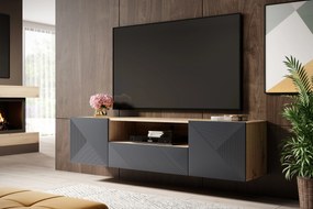 Szafka RTV wisząca z szufladą Asha 167 cm - artisan / rivier stone mat