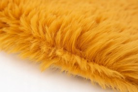 Dywanik Musztardowy Futrzany FI 80cm Puszysty Dekoracyjny Antypoślizgowy