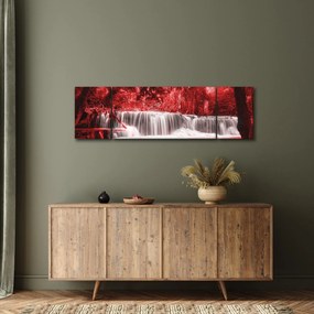 Obraz - Wodospad, czerwony (170x50 cm)