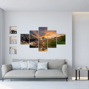Obraz - Odbicie w górskim jeziorze (125x70 cm)