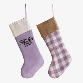 Zestaw 2 Świątecznych Skarpet Twinkle Lavanda|lavander - Sklum