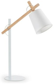 Biała lampa stołowa z litego drewna akacjowego z tekstylnym kloszem (wysokość 65 cm) Kosta – Kave Home