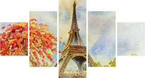 Malowany obraz Wieży Eiffla (125x70 cm)