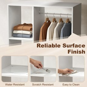 HOMCOM Szafa na Kółkach, Mobilna Garderoba, Szafa Garderobiana, Ruchoma Szafa na Ubrania, 80 x 40 x 128 cm, Biały