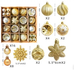 Zestaw ozdób świątecznych STARLING złoty, 40 szt.
