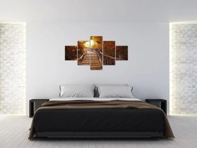 Obraz - Schody w naturze jesienią (125x70 cm)