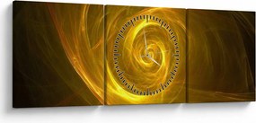Obraz abstrakcyjnej żółtej spirali (z zegarem) (90x30 cm)