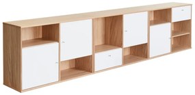 Biało-naturalna niska komoda w dekorze dębu 267x61 cm Mistral – Hammel Furniture