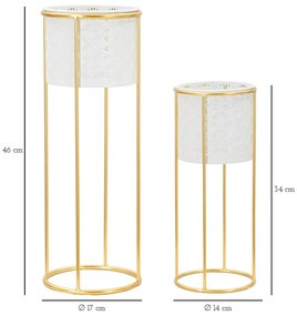 Metalowe kwietniki 2 szt. ø 17 cm (wysokość 46 cm) Whity – Mauro Ferretti