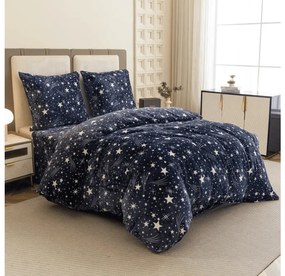 PrzytulneMieszkanie.pl PrzytulneMieszkanie.pl Pościel z mikropluszu STARLIGHT ciemnoniebieska Rozmiar pościeli: 2 szt 70 x 90 cm | 200 x 220 cm