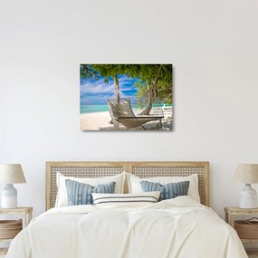 Obraz na szkle - Hamak na plaży (70x50 cm)