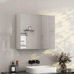 Wisząca szafka łazienkowa ścienna z trójdzielnym lustrem nowoczesna 60 cm