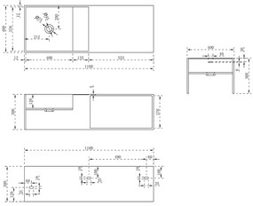 Umywalka ścienna TWG36 z odlewu mineralnegoBiały mat - z półką po prawej stronie - 110 x 40 x 30 cm