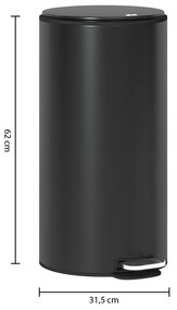Kosz na śmieci metalowy DELTA, z neutralizatorem zapachów, 30 l