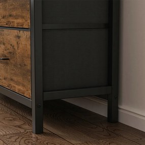 Komoda rustykalna brązowa z 7 szufladami – 98 × 85 × 28,5 cm, styl industrialny loft
