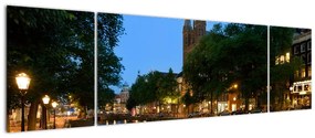 Obraz nocnego historycznego miasta (170x50 cm)