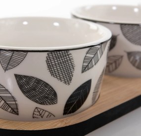 Zestaw do serwowania przekąsek: taca i 3 porcelanowe naczynia, Ø 10 cm