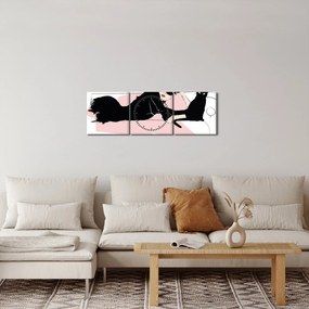 Obraz - Modna dama (z zegarem) (90x30 cm)