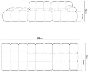 Antracytowa sofa modułowa z materiału bouclé 288 cm Bellis – Micadoni