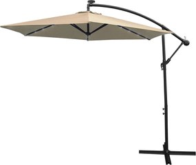 Beżowy parasol wspornikowy LED 3m