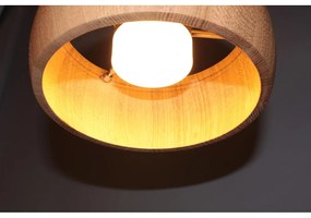 Czarno-naturalna lampa wisząca LED ze ściemniaczem i drewnianym kloszem Shine-wood – Fischer &amp; Honsel