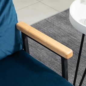 rozkladana sofa HOMCOM 2-osobowa niskie wymiary z poduszkami aksamit naturalne niebieskie Aosom PL