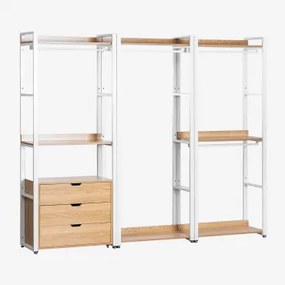 Modułowa Otwarta Szafa 3-częściowa Z Szufladami Ze Stali I Mdf Ariaster Miel - Sklum