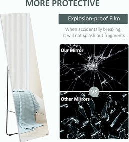 HOMCOM Lustro Stojące Całościowe z Ramą z Aluminium Srebrne 45x37x158,5cm | Aosom PL
