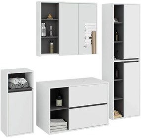 Nowoczesny zestaw mebli do łazienki biały+grafit  F0-W59