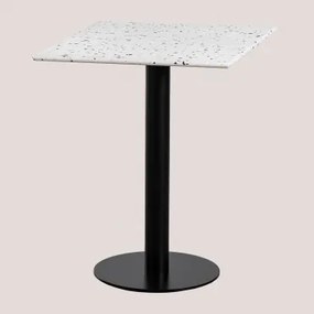 Kwadratowy Stolik Barowy 60x60 Cm Z Lastryko Dolce Terrazzo W Kolorze Kości Słoniowej - Czarny - Sklum