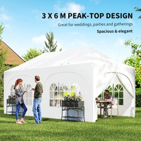 Outsunny 3 x 6 m pawilon typu Pop-Up ze ścianami bocznymi, 6 workami z piaskiem, regulowanym dachem, namiot imprezowy z torbą do przenoszenia | Aosom PL