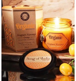 Naturalna sojowa świeca zapachowa Nagpuri Narangi - Pomarańcza 200g w bursztynowym szkle