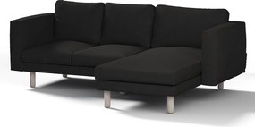 Pokrowiec na sofę Norsborg 3-osobową z szezlongiem kolor czarny tkanina strukturalna