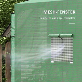 Outsunny Szklarnia Przyścienna z Folią, Wzrost Roślin, Odporna na Pogodę, 200 cm x 80 cm x 200 cm, Zielony