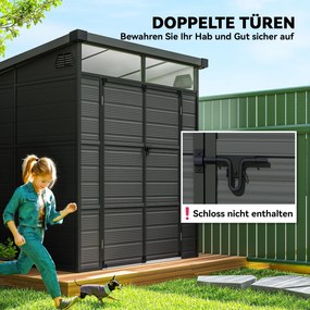 Outsunny 1,9 x 1,9 m Szopa Ogrodowa, Szopa na Narzędzia z Tworzywa Sztucznego, Drzwi Zamykane, 2 Otwory Wentylacyjne, Ciemnoszary