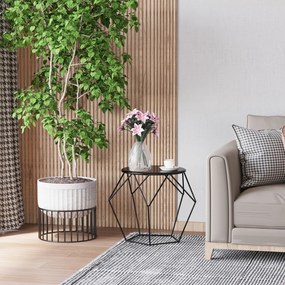 Homcom® stolik kawowy nocny okrągły z metalowym koszem